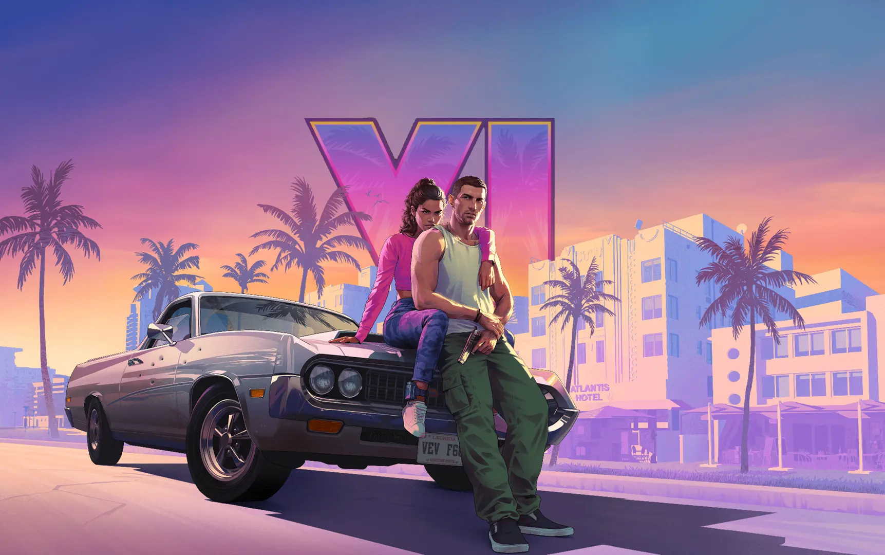 The official GTA 6 art featuring protagonists Jason and Lucia
